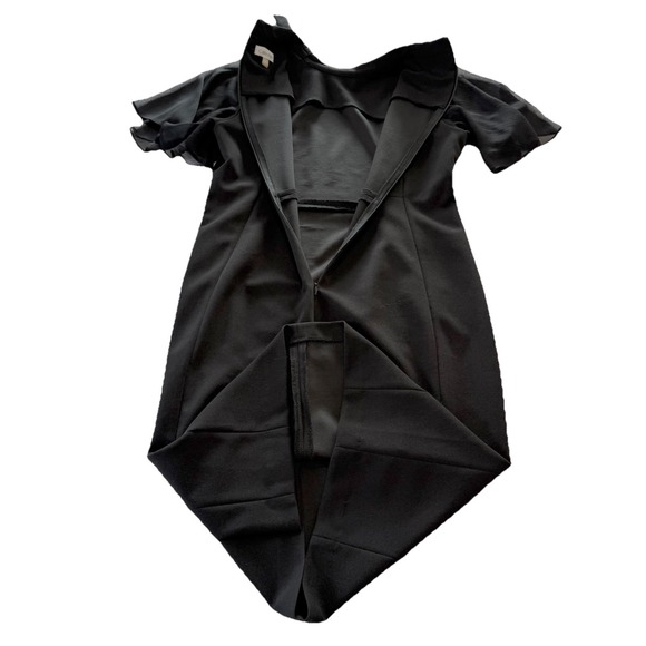 Calvin Klein Black Bow Neck Chiffon Sleeve Stretch Crepe Sheath Dress Size 12 - Picture 7 of 12